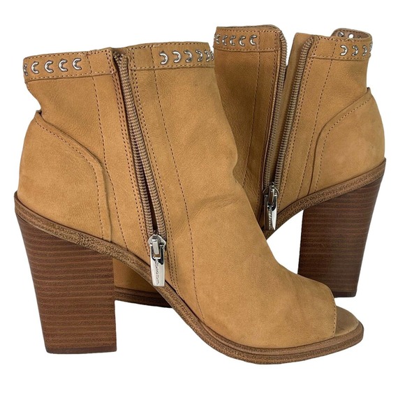 Vince Camuto Womens VC-Kemelly Peep Toe Ankle Booties Brown Womens Size 6.5 M - Picture 5 of 12